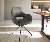 DELIFE Eetkamerstoel Yago-Flex met armleuning microvelours antraciet v...