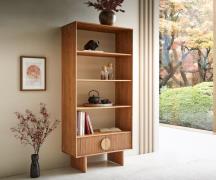 DELIFE Boekenkast Surimu 90x185 cm acacia lichtbruin 2 deuren 4 vakken...