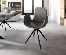 DELIFE Eetkamerstoel Ilia-Flex met armleuning microvelours antraciet v...