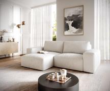 DELIFE Hoekbank Lanzo L 260x160 cm bouclee Cream-White Recamiere varia...