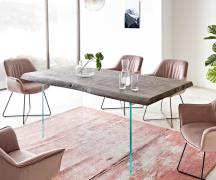 DELIFE Eettafel Edge 180x90 XL acacia platina  glas Live-Edge