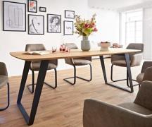 DELIFE Eettafel Edge Boot 200x100x2,5-3 eiken natuur metaal schuin zwa...