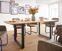 DELIFE Eettafel Edge Boot 200x100x2,5-3 eiken natuur skid  zwart  Schw...