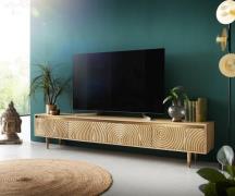 DELIFE Tv-meubel Budaya 220 cm Mango natuur 4 deurs rond frame