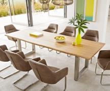 DELIFE Eettafel Edge 260x100x2,5-3 eiken natuur roestvrijstaal breed L...