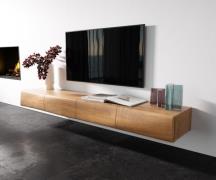 DELIFE Tv-meubel New Live-Edge 200 cm acacia natuur 4 deurs zwevend