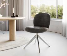 DELIFE Draaistoel Nube-Flex microvelours antraciet vintage kruisframe ...