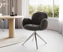 DELIFE Draaistoel Nube-Flex met armleuning microvelours antraciet vint...