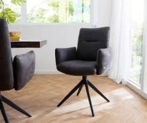 DELIFE Draaistoel Jova-Flex met armleuning microvelours antraciet vint...