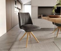 DELIFE Draaistoel Elso-Flex microvelours antraciet vintage houten fram...