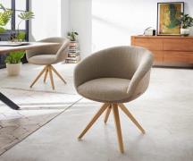 DELIFE Draaistoel Vinka-Flex met armleuning materiaalmix mud houten fr...