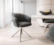 DELIFE Draaistoel Caja-Flex met armleuning microvelours antraciet vint...