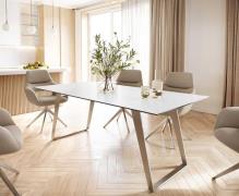 DELIFE Eettafel Edge 200x100 keramiek Laminam® Statuarietto wit roestv...