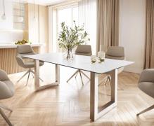 DELIFE Eettafel Edge 200x100 keramiek Laminam® Statuarietto wit roestv...