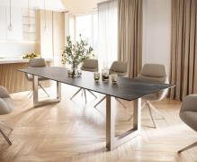 DELIFE Eettafel Edge 300x100 keramiek Laminam® Noir Desir bruin roestv...