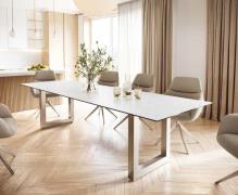 DELIFE Eettafel Edge 300x100 keramiek Laminam® Statuarietto wit roestv...