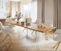 DELIFE Eettafel Edge 300x100 acacia natuur glas Live-Edge