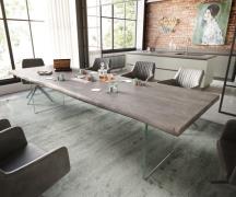 DELIFE Eettafel Edge 300x100 XL acacia platina  glas Live-Edge