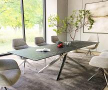 DELIFE Eettafel Edge 300x100cm Laminam® keramiek grijs middenpoot krui...