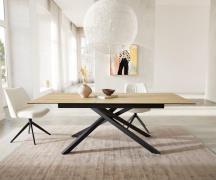 DELIFE Eetkamertafel Edge 180-220x100 keramiek Laminam® Sabbia eiken k...