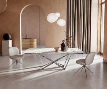 DELIFE Eetkamertafel Edge Boot 240x120 keramiek Calacatta Luxe wit-gou...