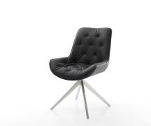 DELIFE Eetkamerstoel Taimi-Flex echt leer zwart kruisframe breed roest...