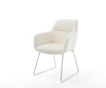 DELIFE Eetkamerstoel Pejo-Flex bouclé wit slipframe roestvrij staal po...