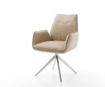 DELIFE Eetkamerstoel Zoa-Flex microvelours beige vintage kruisframe br...
