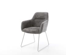 DELIFE Eetkamerstoel Pejo-Flex bouclé grijs slipframe roestvrij staal ...