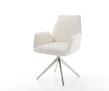 DELIFE Eetkamerstoel Zoa-Flex bouclé wit kruisframe breed roestvrij st...