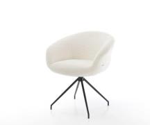 DELIFE Draaistoel Vinka-Flex met armleuning bouclé wit kruisframe coni...