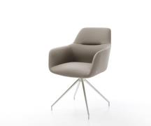 DELIFE Eetkamerstoel Pejo-Flex echt leer mud kruisframe conisch roestv...