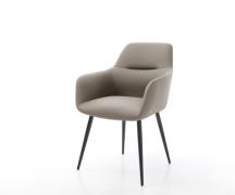 DELIFE Eetkamerstoel Pejo-Flex echt leer mud 4-poot conisch zwart pock...