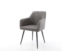 DELIFE Eetkamerstoel Greg-Flex bouclé grijs 4-poot conisch zwart