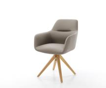 DELIFE Eetkamerstoel Pejo-Flex echt leer mud houten frame hoekig natuu...