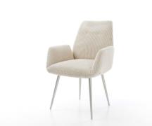 DELIFE Eetkamerstoel Zoa-Flex koord beige 4-poot conisch roestvrij sta...