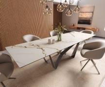 DELIFE Eetkamertafel Edge 300x100 keramiek Calacatta Luxe wit-goud-gri...