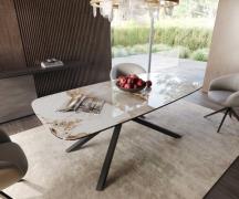 DELIFE Eetkamertafel Edge Boot 200x100 keramiek Minas Melange wit-beig...