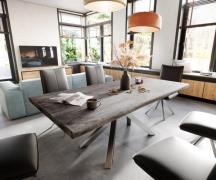 DELIFE Eettafel Edge 200x100 XL acacia platina Kreuzframe rechthoek ed...