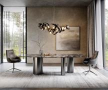 DELIFE Eetkamertafel Edge ovaal 280x130 keramiek Iris FMG Agatablack T...