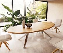 DELIFE Eettafel Edge Oval 280x130x2,5 eiken natuur Zenthara kantig RVS...