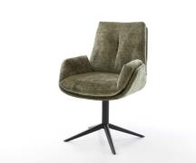 DELIFE Draaistoel Clea-Flex chenille olijfgroen kruispoot zwart 360° d...