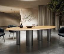 DELIFE Eettafel Edge Oval 280x130x2,5 eiken natuur Pilier RVS geborste...