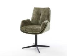 DELIFE Draaistoel Clea-Flex chenille olijfgroen kruispoot zwart 360° d...