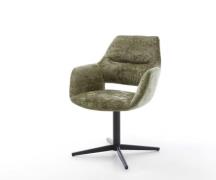DELIFE Draaistoel Yago-Flex met armleuning chenille olijfgroen kruispo...