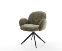 DELIFE Draaistoel Nube-Flex met armleuning chenille olijfgroen kruisfr...