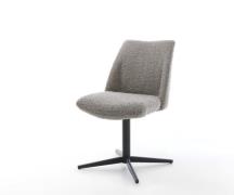 DELIFE Draaistoel Elso-Flex bouclé zilver grijs kruispoot zwart 360° d...