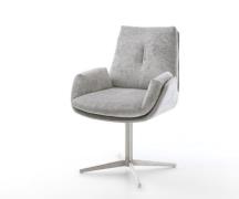 DELIFE Draaistoel Clea-Flex chenille zilver grijs kruispoot roestvrij ...