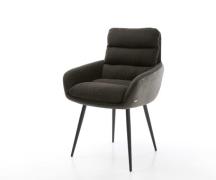 DELIFE Eetkamerstoel Abelia-Flex met armleuning materiaalmix zwart 4-p...