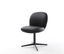 DELIFE Draaistoel Nube-Flex echt leer zwart kruispoot zwart 360° draai...